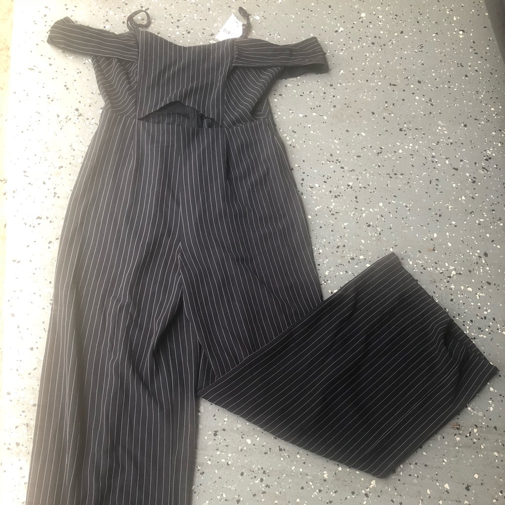 NWT - Forever 21 Navy Pin Stiped Wide Leg Jumpsuit